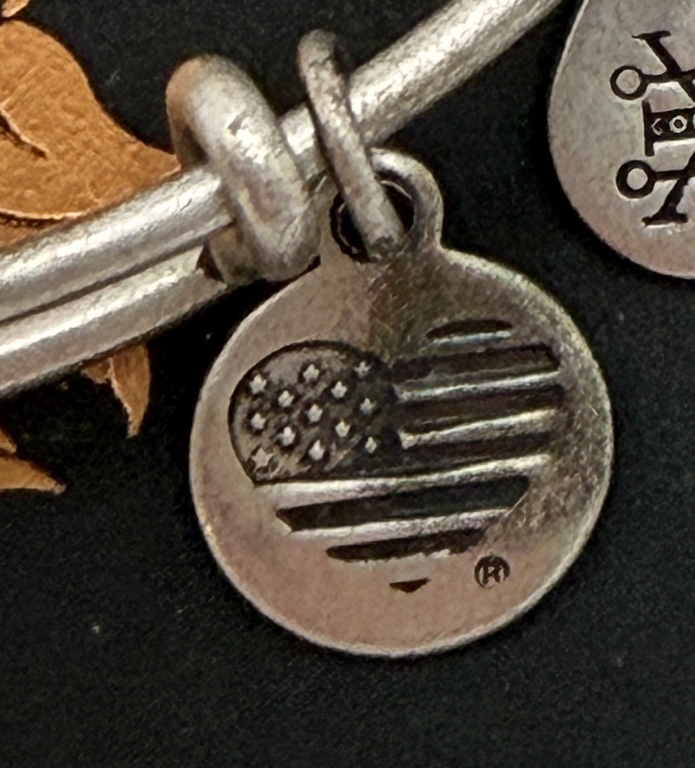 Alex and Ani Silver Lotus Peace Petals Charm Bangle Bracelet