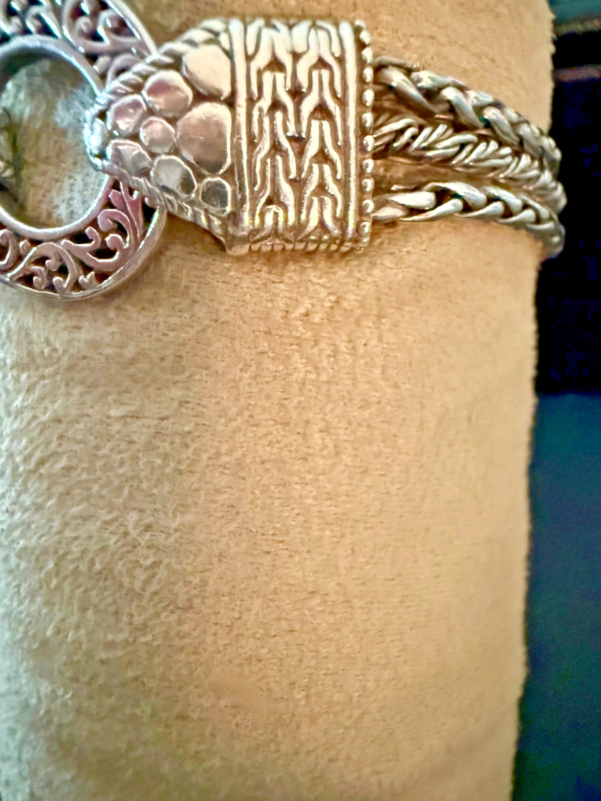 BALINESE Hand Made Sterling Silver TRIPLE CHAIN Bracelet. Filigree. SARDA