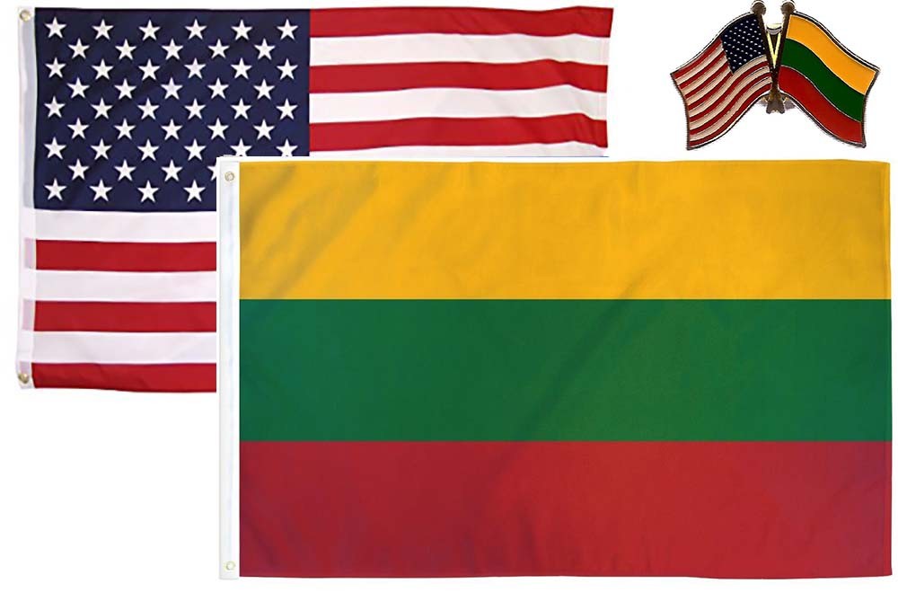 Wholesale Combo USA & Lithuania Country 2×3 2’x3′ Flag & Friendship Lapel Pin