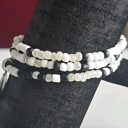 Michele’s Attic Boutique Seed Bead & Charm Bracelets (3PCS) – Silver Rose 561226