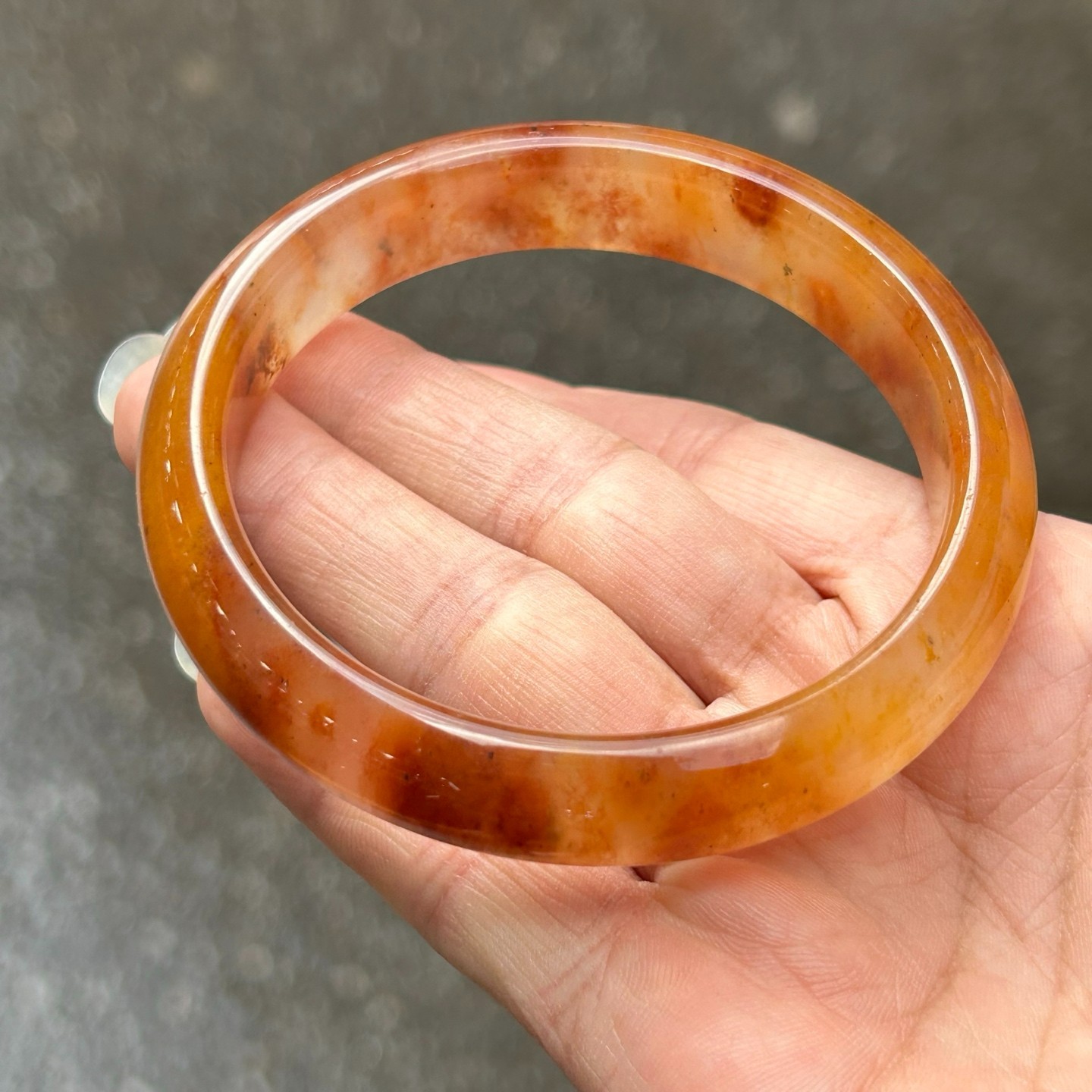 Luckly Natural ice multicolor Burmese Jade jadeite amulet bracelets bangle 61mm