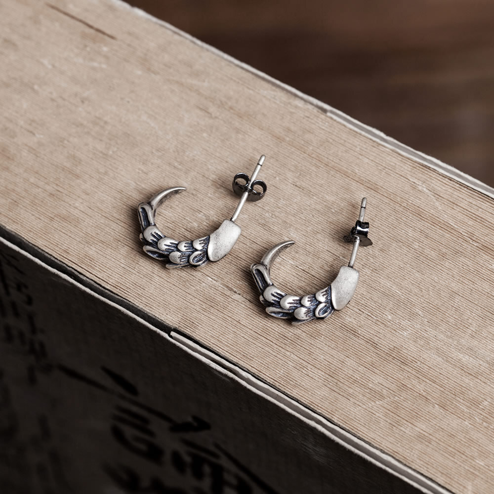 Unique Eagle Claw Shape Round S925 Sterling Silver Ear Studs Earrings Fast shipp