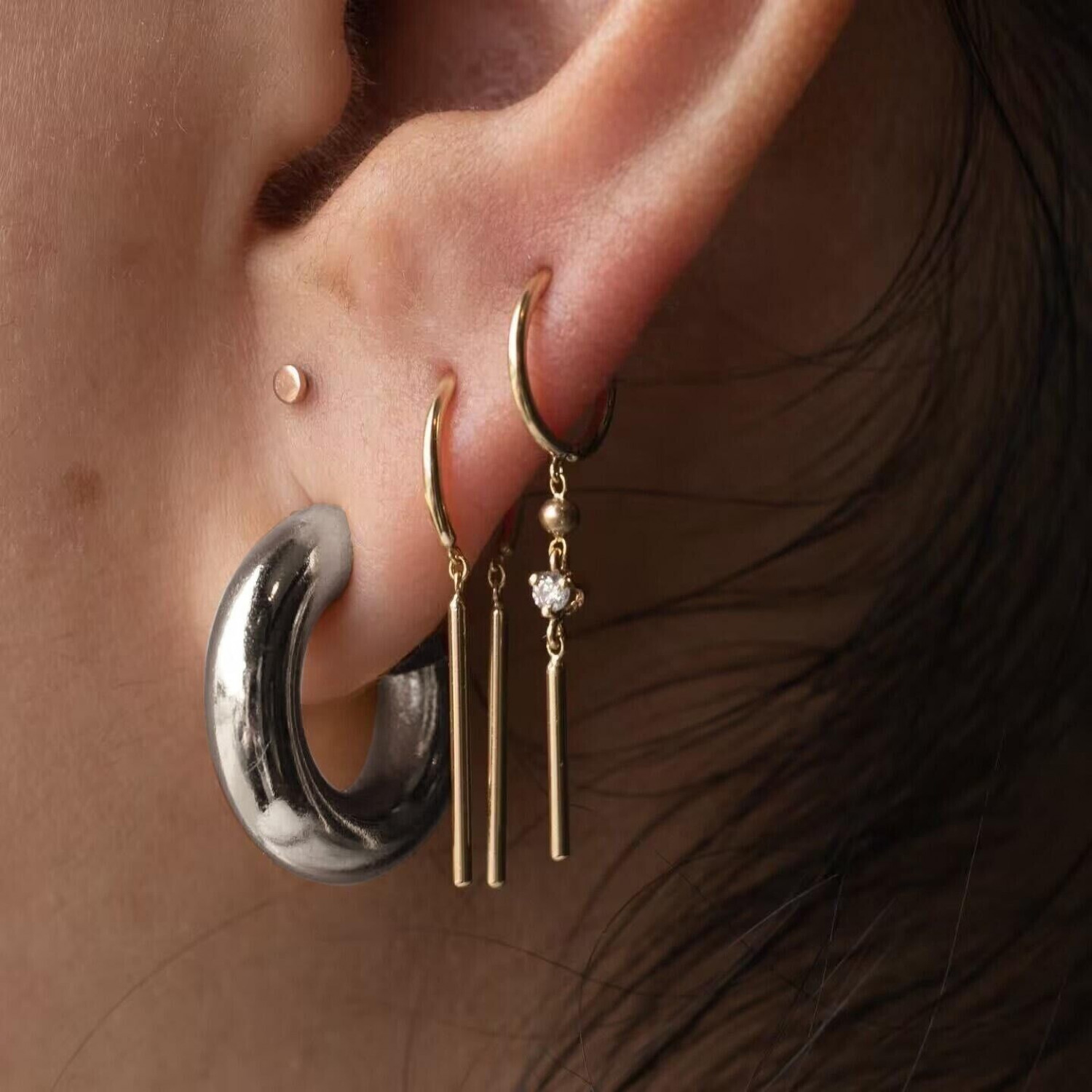1 Piece Stainless Steel Hoop Earrings Large Size Ear Gauge Nose Septum Piercing