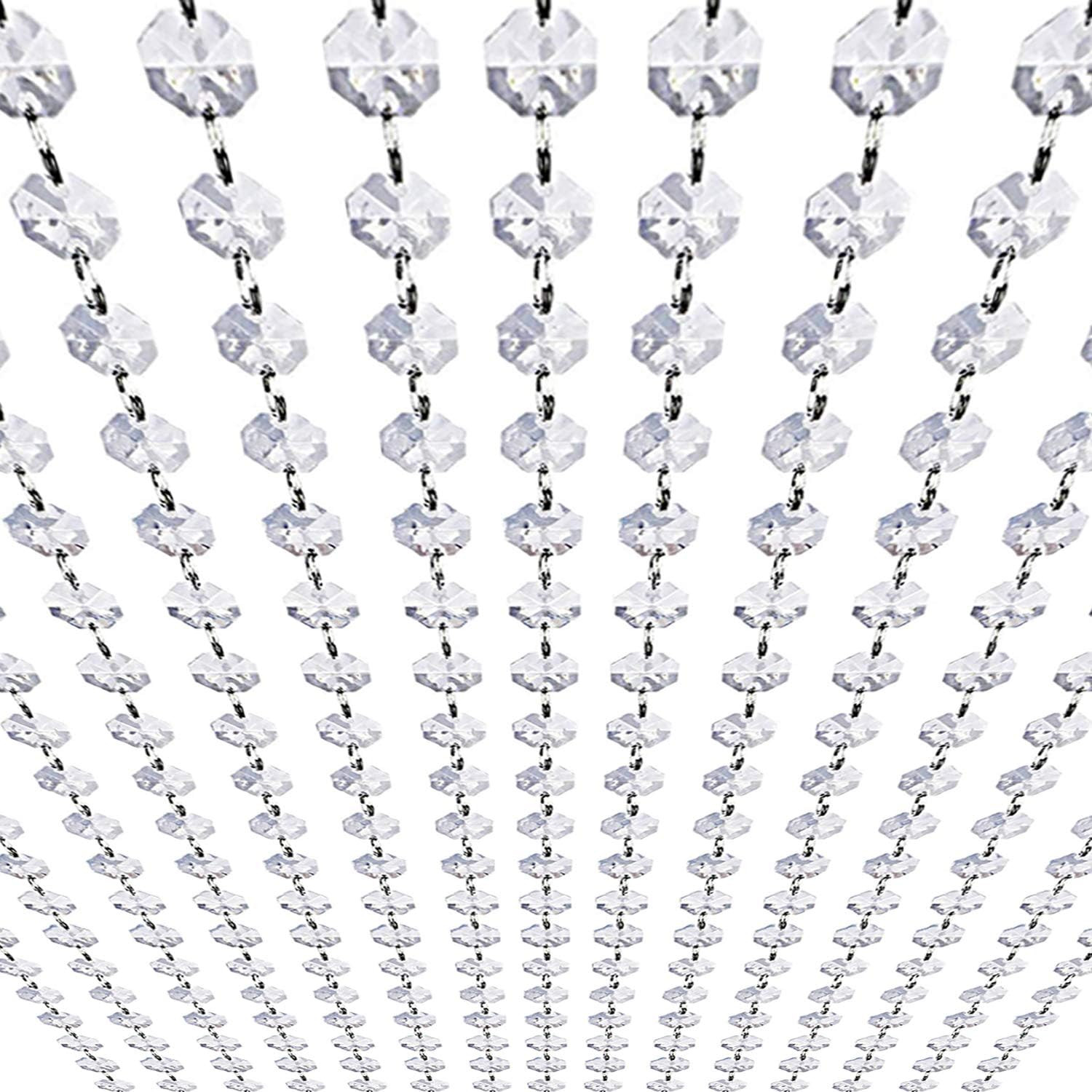 99Ft Acrylic Crystal Garland Strands – Hanging Chandelier Gem Bead Chain – 14Mm