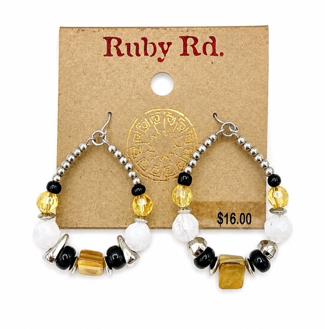 Ruby Rd. Pop Spots Yellow Mother Of Pearl Necklace Earrings Set