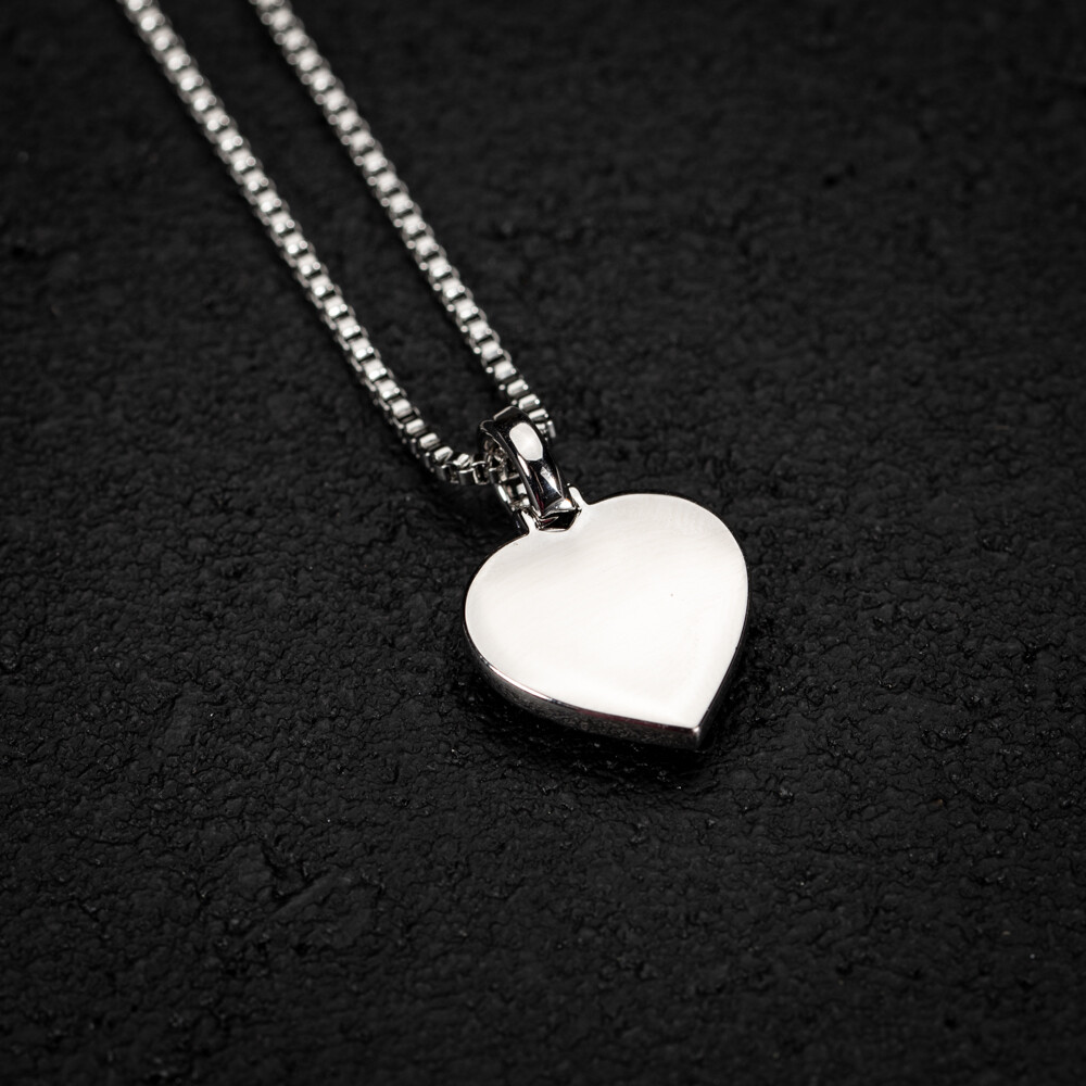 Small Iced Cz Mini Women’s White Gold Plated Heart Shaped Pendant Necklace