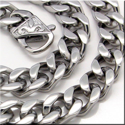 32” 12mm Pure Stainless Steel Silver Cuban Curb Chain Necklace Cool Mens gifts