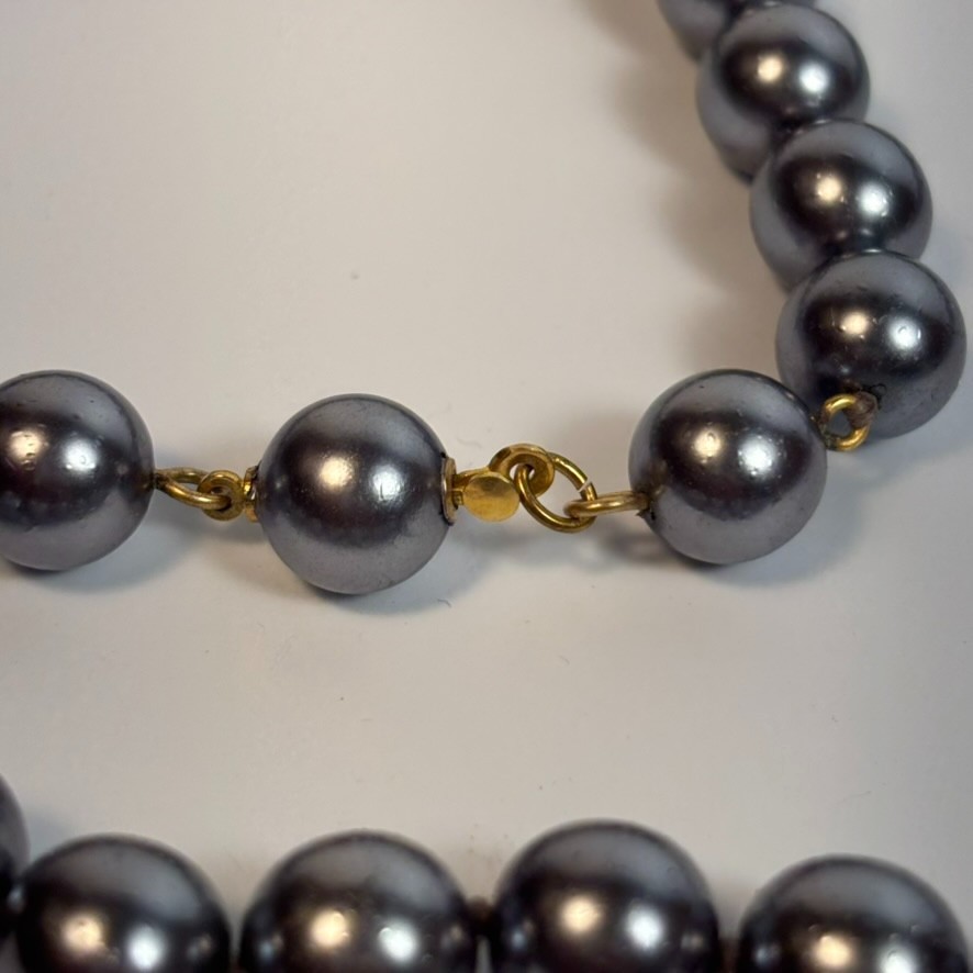Necklace and Bracelet Set Steel Grey Gold Tone Invisible Clasp Adjustable
