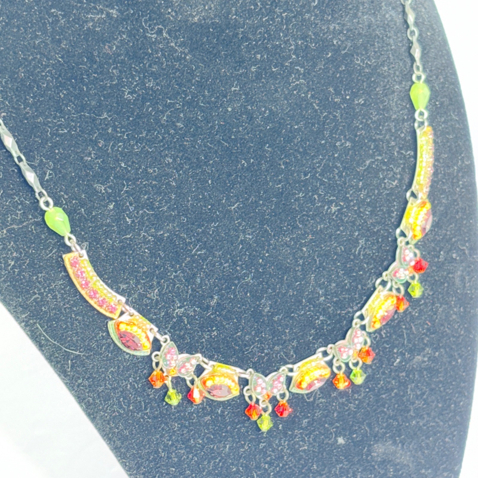 ADAYA Eye Necklace ~ Bead Mosaic by Israeli Artisan ~ Multicolor Crystals