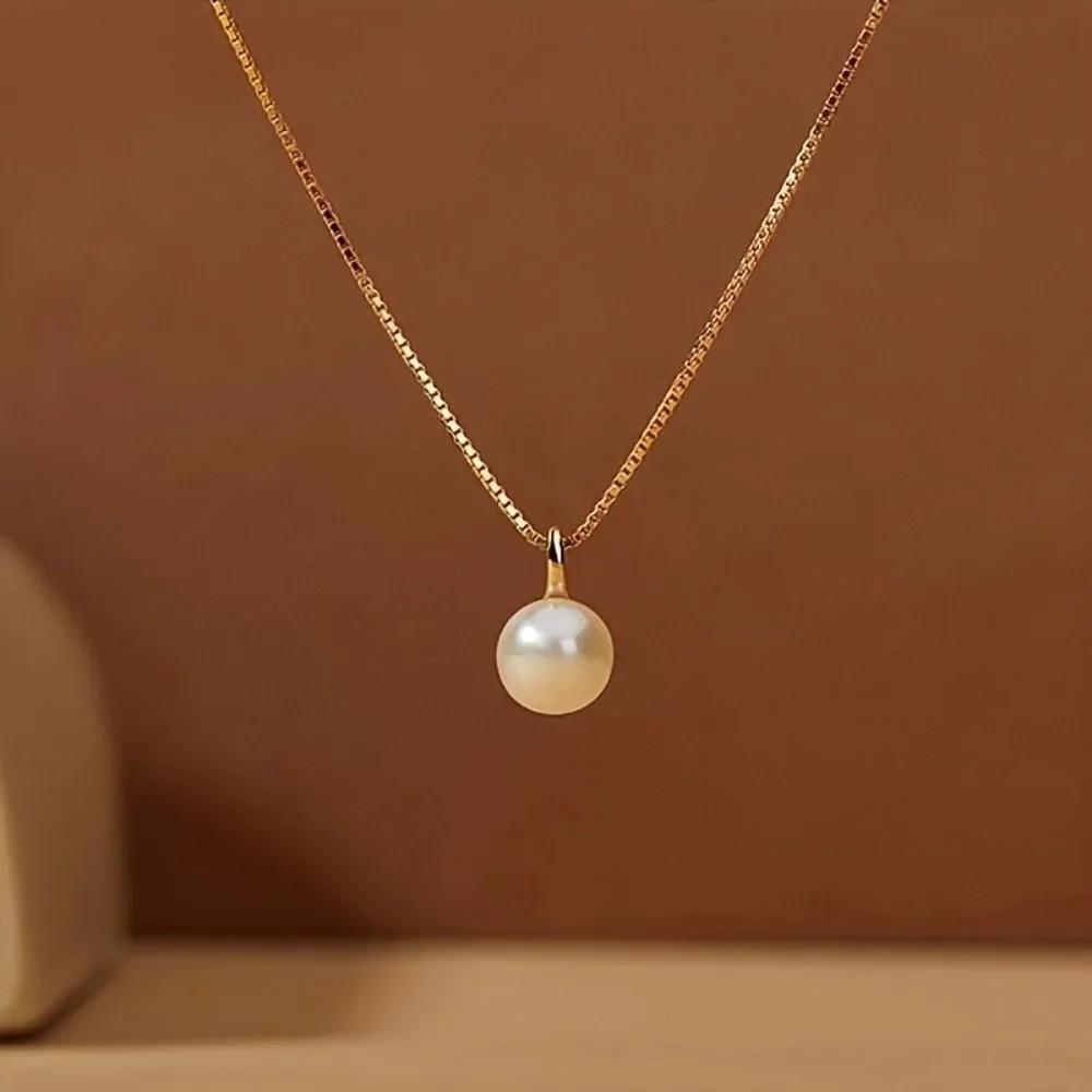 Elegant Style Imitation Pearl Pendant Necklace Adjustable Clavicle Chain