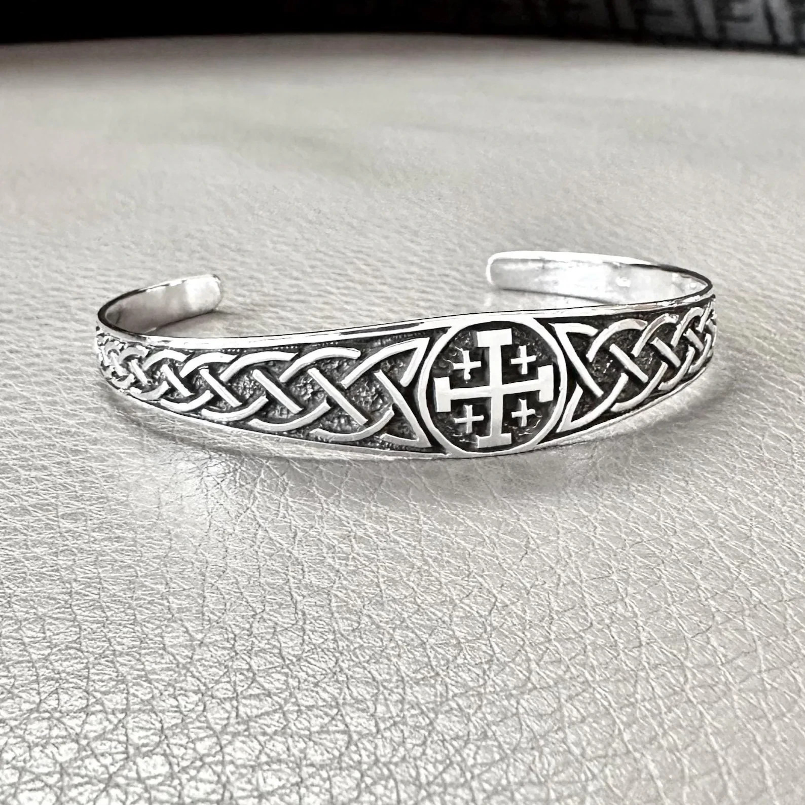 Handcrafted 925 Sterling Silver Jerusalem Crusader Cross Potent Christ Bracelet