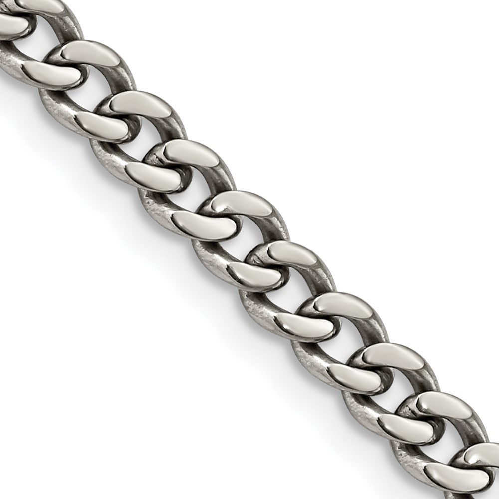 Titanium Polished 5.5mm Curb Chain Necklace 20″