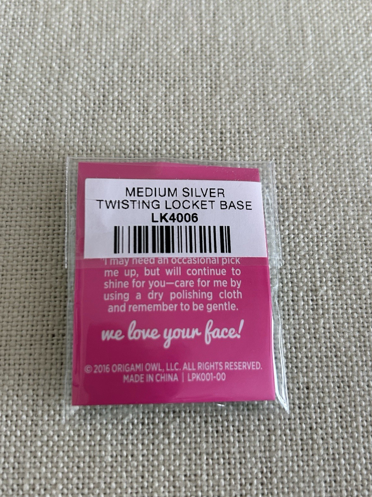 Authentic Origami Owl LK4006 Medium Silver Twist “BASE ONLY” for Locket “NIP”