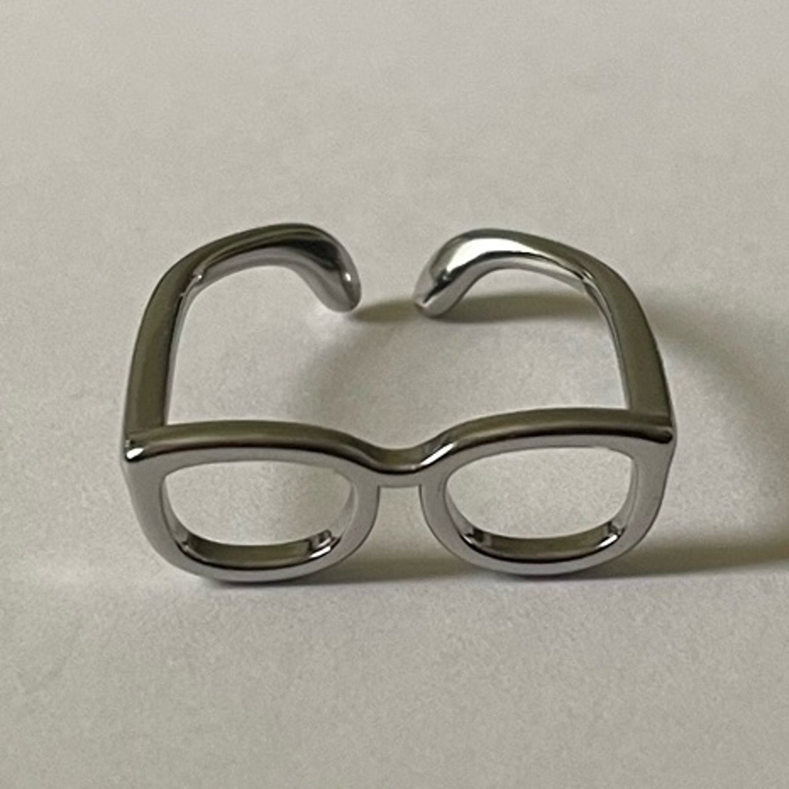 Retro Silver Frame Stainless Steel Adjustable Eyeglasses Ring