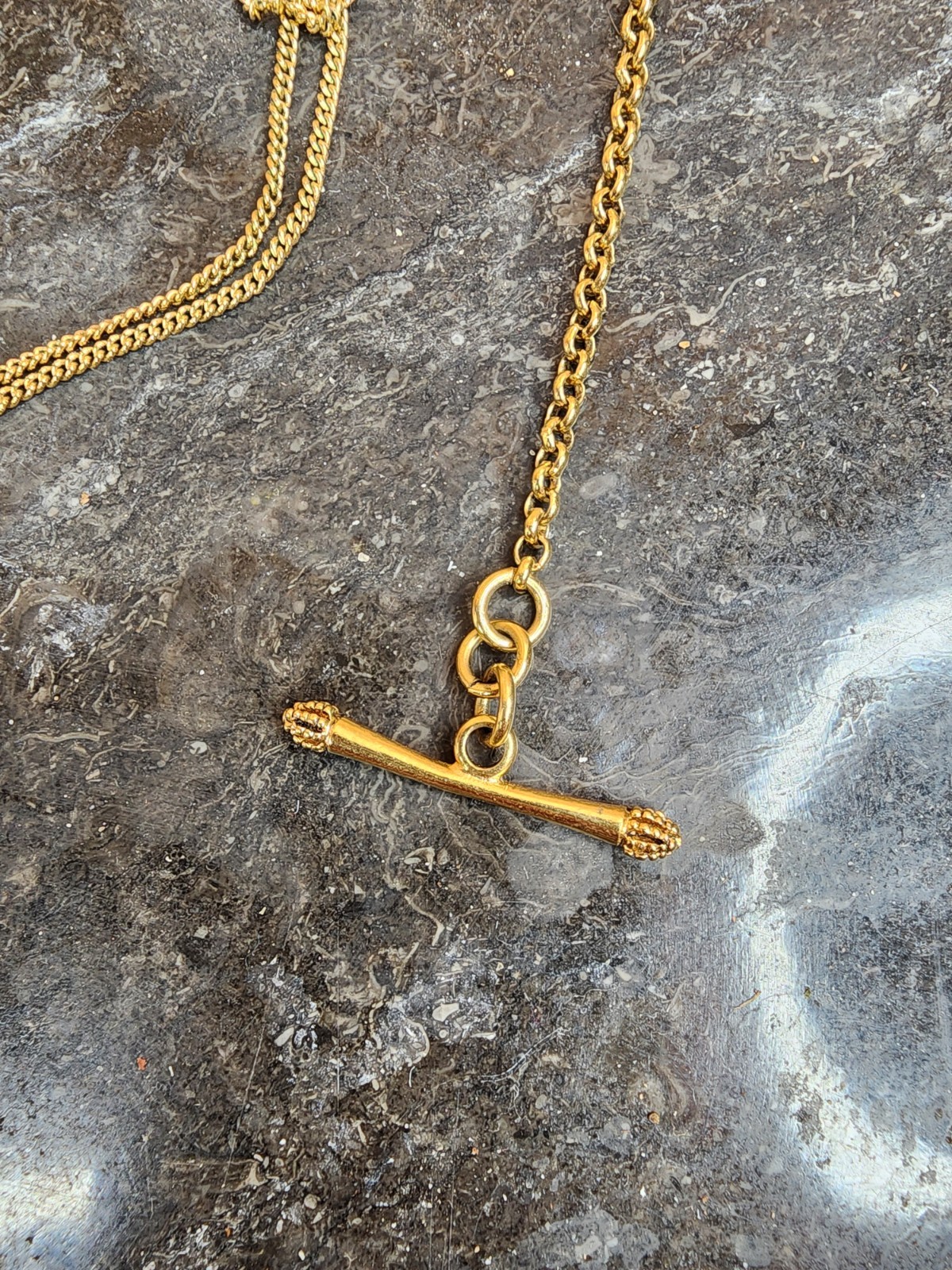 JUICY COUTURE Charm Necklace Safety Pin Strawberry Toggle Closure 17″