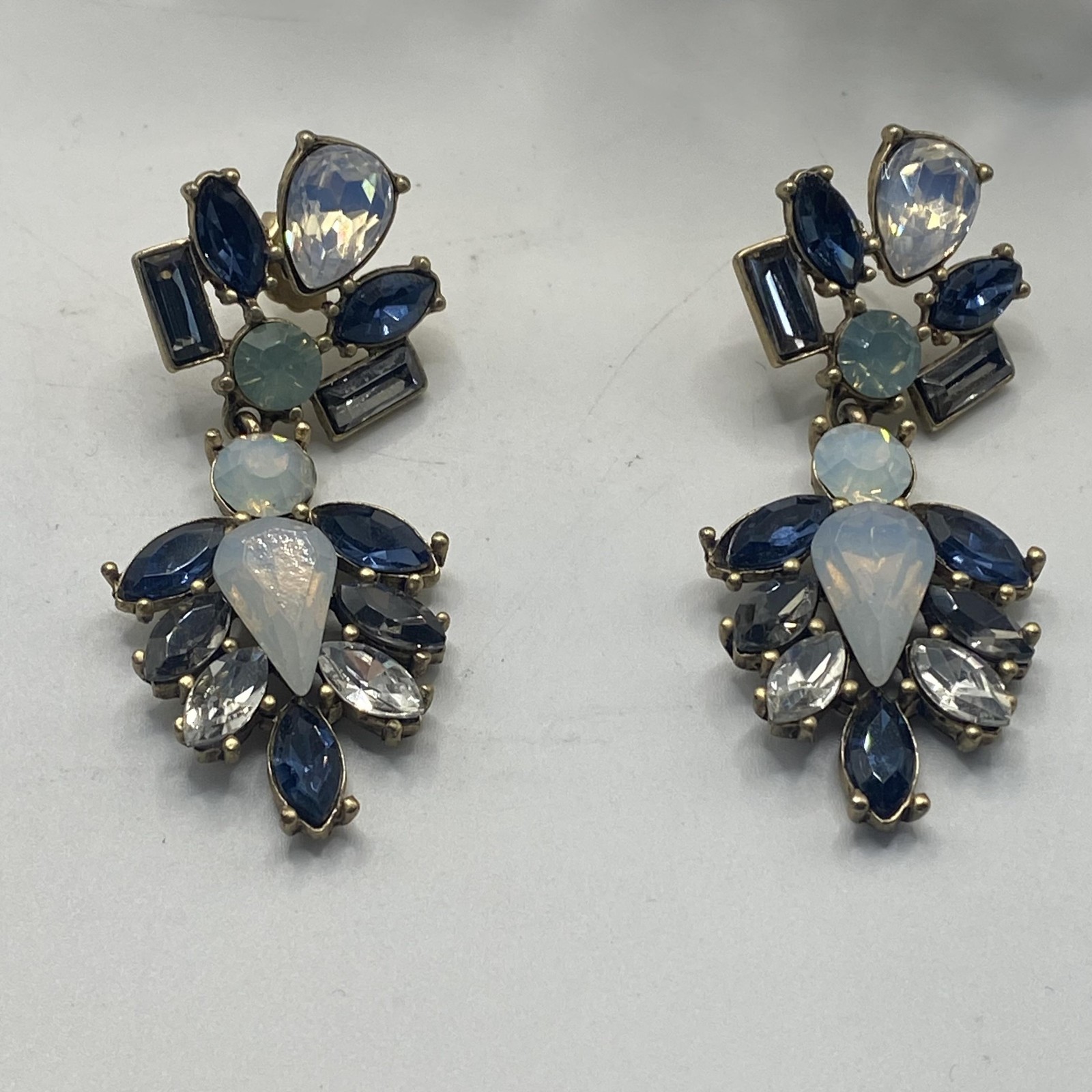Gold Tone Blue Multicolor Teardrop Dangle Earrings Womens Butterfly Jewelry