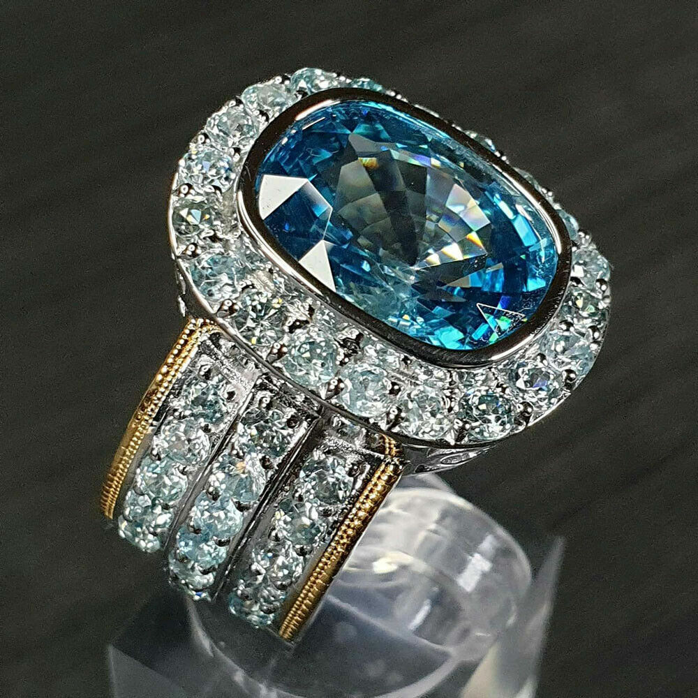 Elegant Two Tone 925 Silver Ring Women Jewelry Wedding Ring Sz 6-10