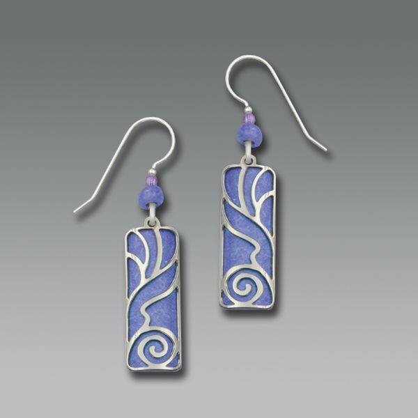 Adajio Earrings Periwinkle Column Shiny Silver Undersea Overlay Handmade in USA
