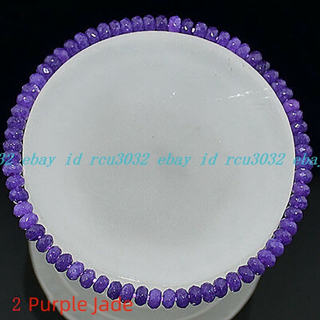 2x4mm Faceted Gemstone Abacus Beads Stretch Bracelet 7.5”Multiple Color Choices