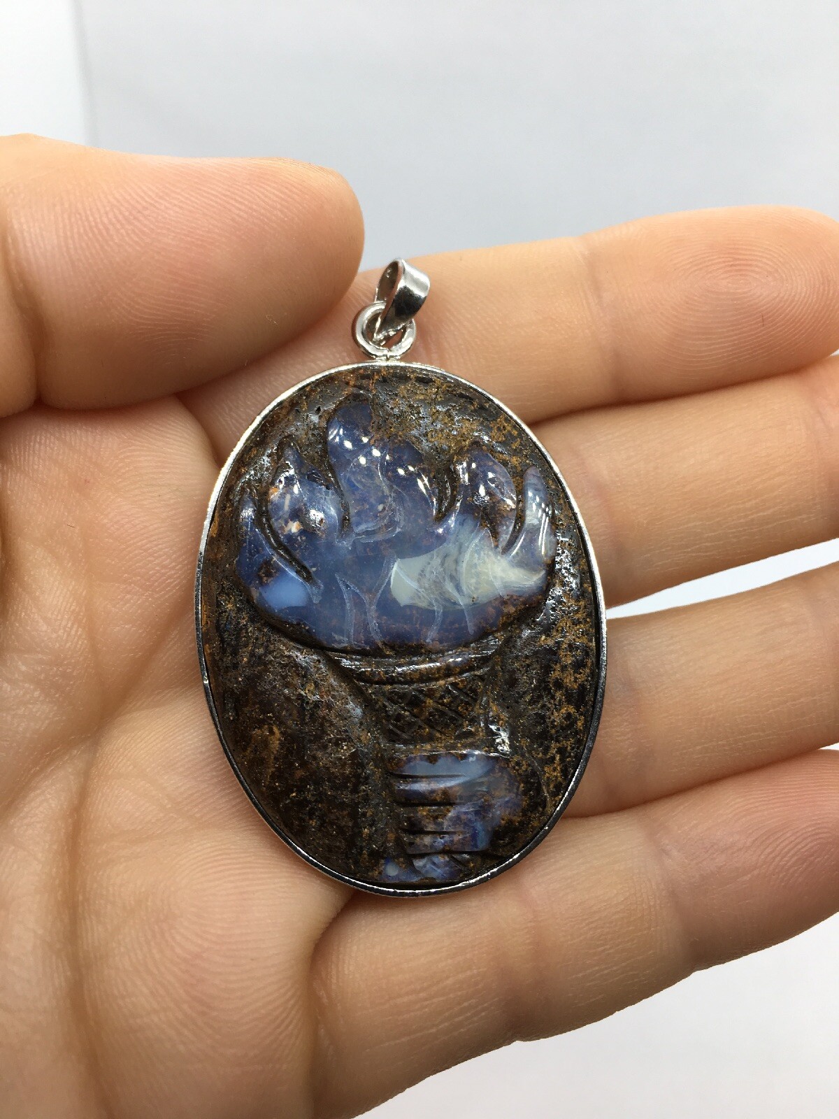 Luminance Australian Bolder Opal FlamingTorch Pendant With Sterling Silver 12.0g