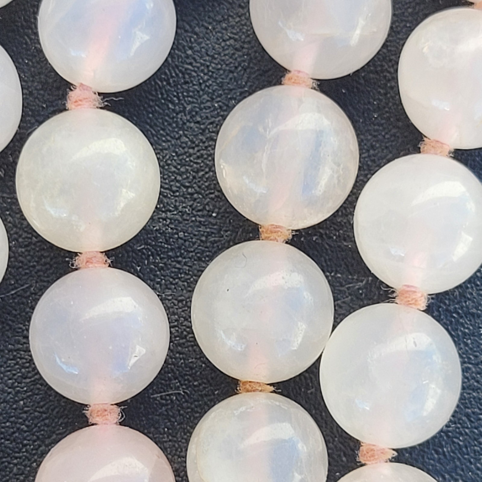 Hand-Knotted Natural Rose Quartz Bead Necklace with Carved Pendant 10mm 32″