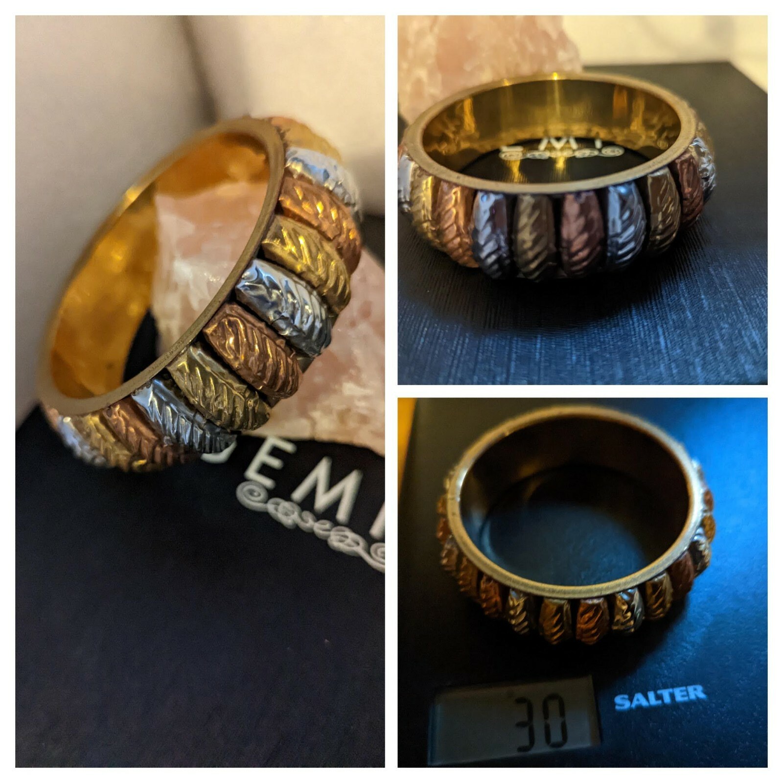Vintage Statement Bangle 30g Copper Silver Tone & Brass 64mm Diameter 23mm Wide