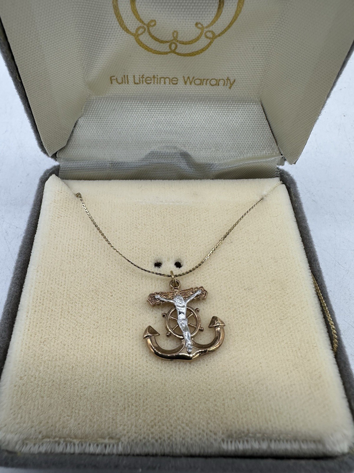 14k GF Gold filled Sailor Jesus Anchor Mariner Cross Pendant Jewelry Naval Navy