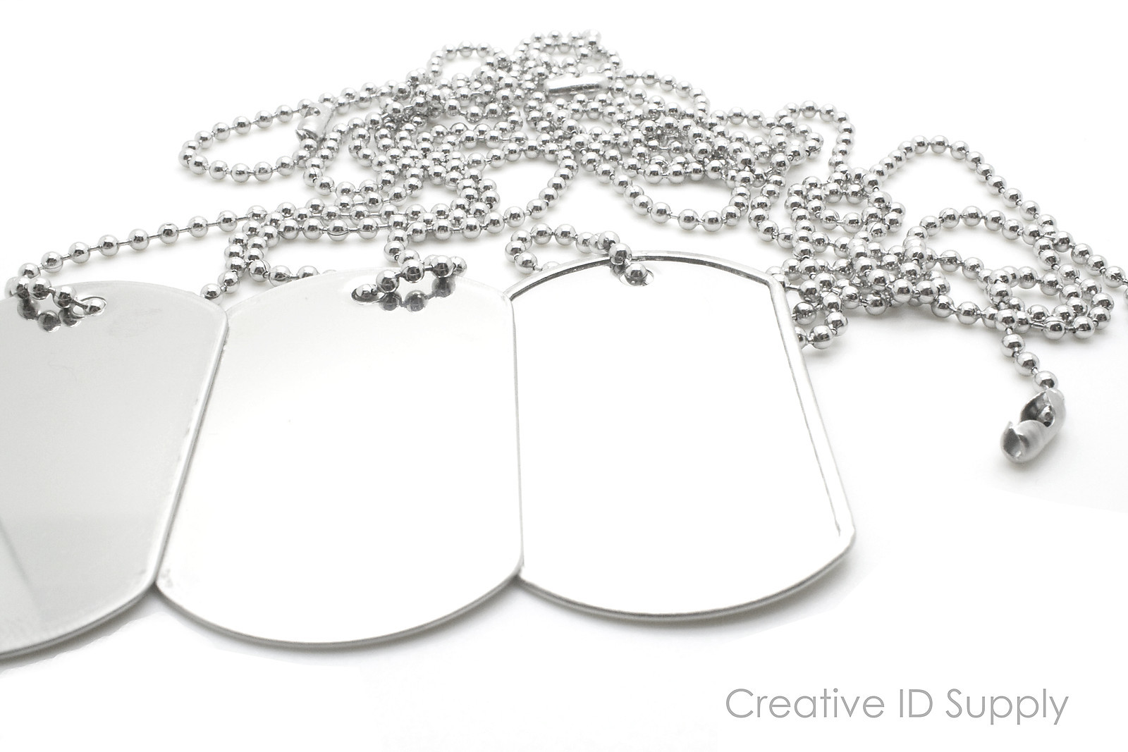 10pcs BLANK DOG TAG STAINLESS STEEL MILITARY SPEC WITH 10pcs 24″ S/S NECKLACES