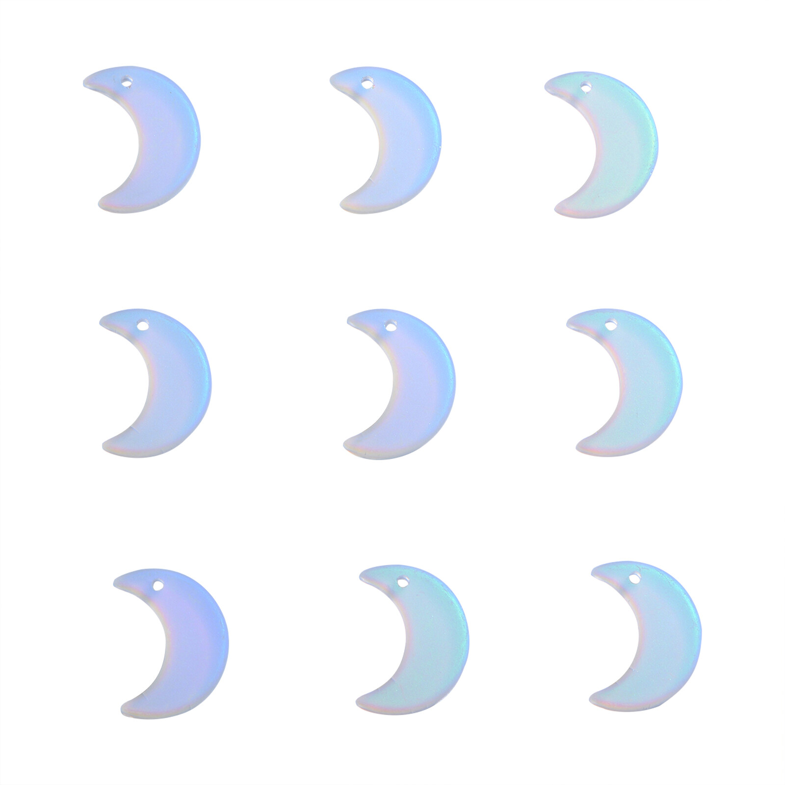 100x Glass Pendants Charms Frosted Moon for Jewelry Necklace Earring Making