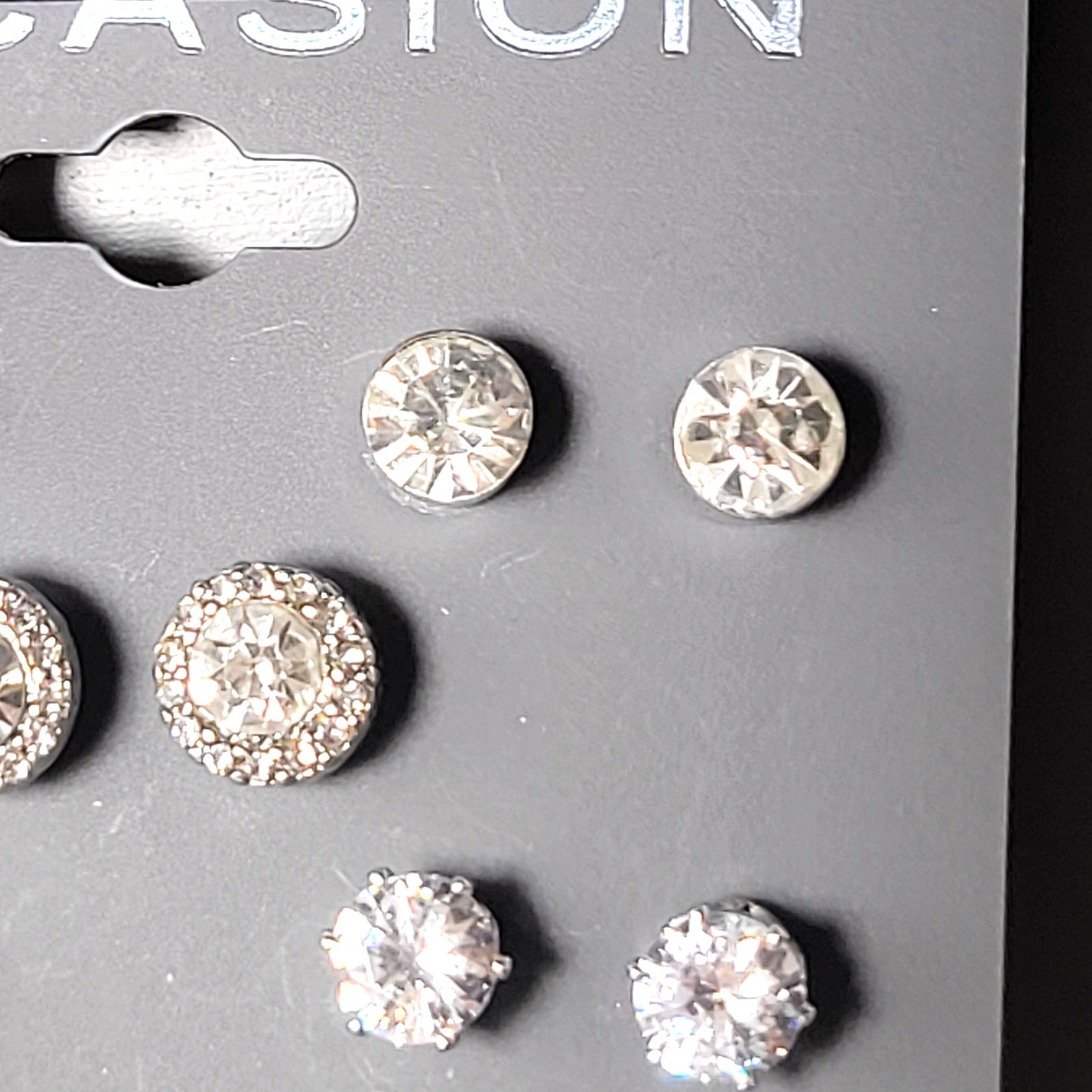 Occasion 8-Pair Rhinestone Earrings Set Studs Hoops Silver Tone Kohl’s New