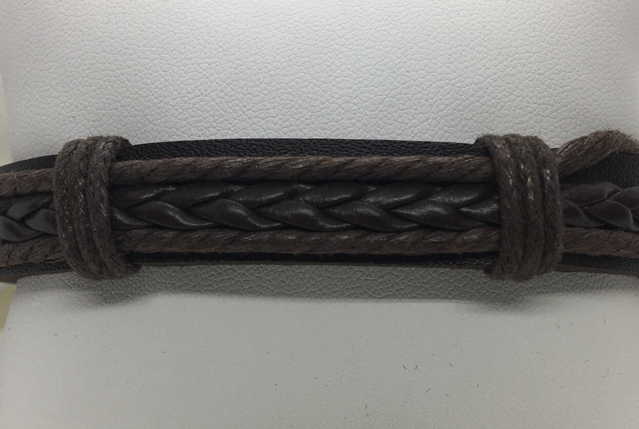 Mens Women Leather Bracelet Wristband Stackable Adjustable Tie 2078