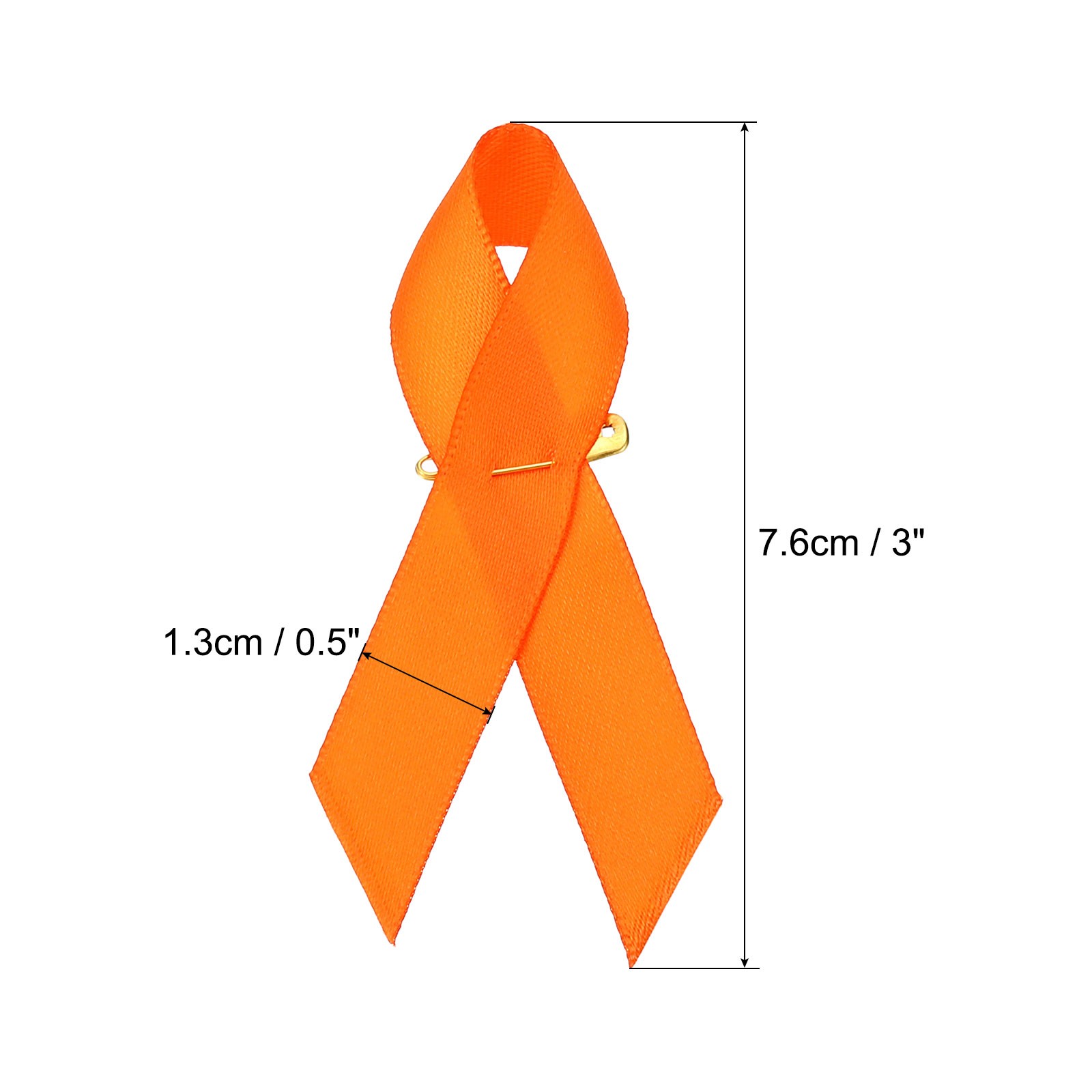 50 Pieces Orange Polyester Ribbon Satin with Safety Pins