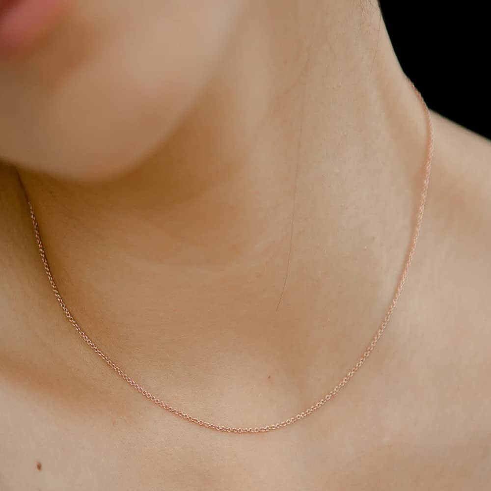 14k Real Solid Gold Rope Chain Necklace, 0.5mm