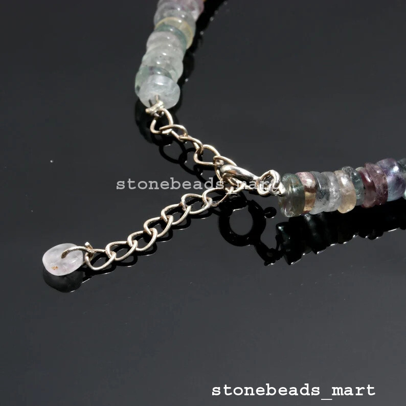 Fluorite Wheel shape 6-7MM Heishi Tyre Beads Smooth Natural Gemstone Bracelet 7″