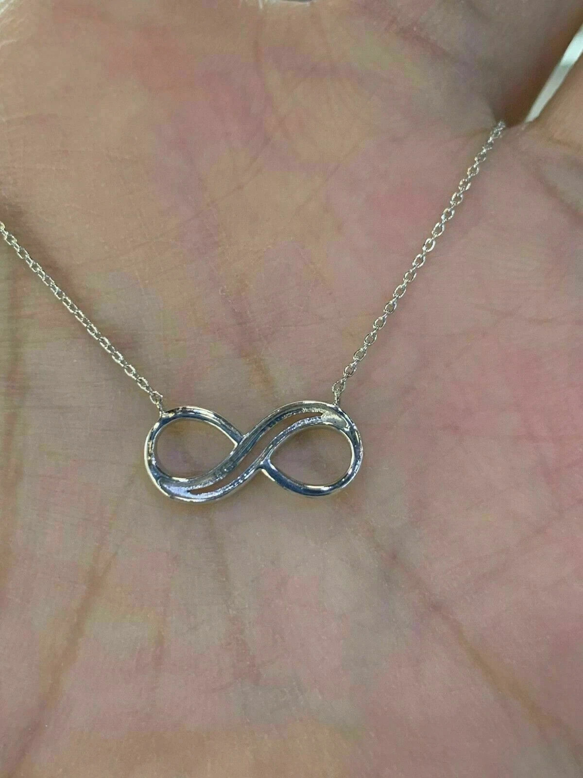 1Ct Round Cut Simulated Diamond Infinity Pendant Necklace 14k White Gold Plated