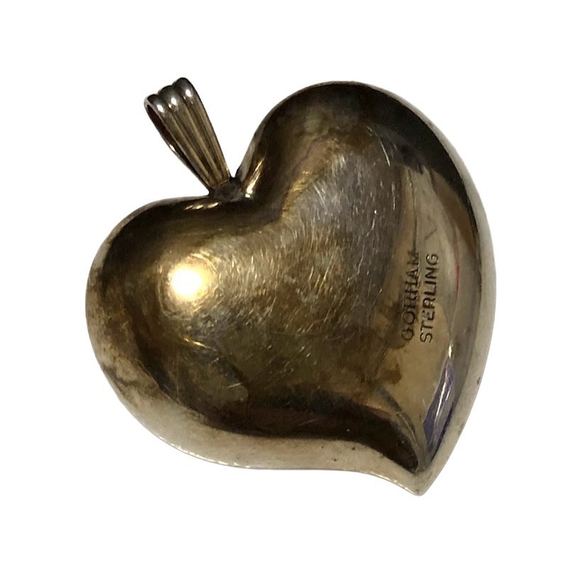 Vintage Heart Pendant Necklace Top Sterling Silver 3cm