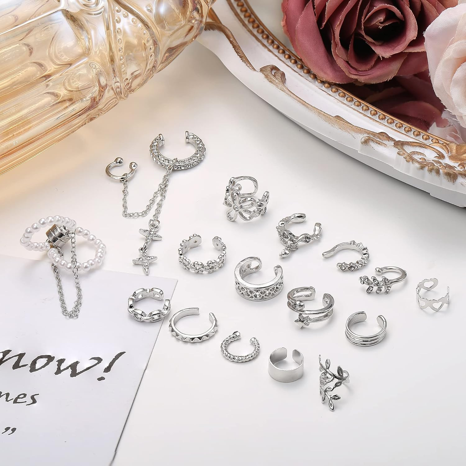 Ear Cuff Earrings Set for Women Adjustable Fake Earring Cuffs Non Piercing Earri
