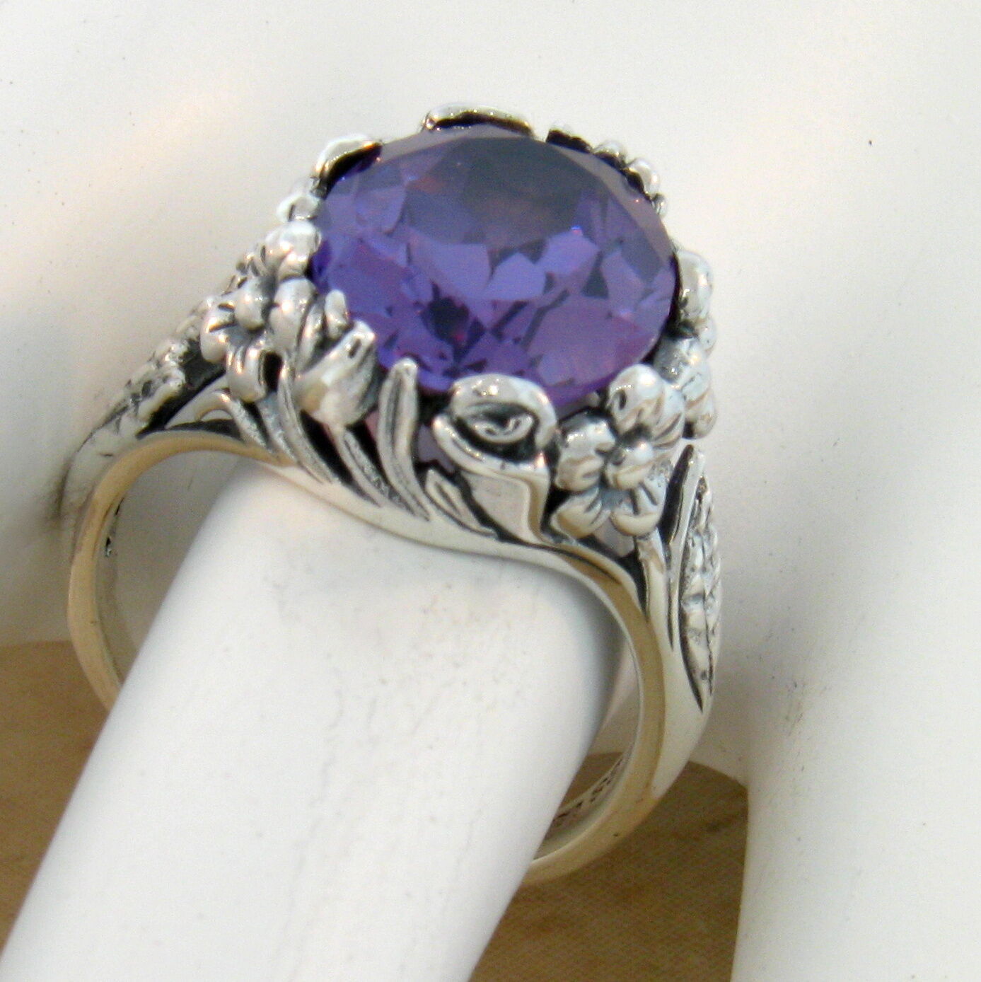 6 Ct COLOR CHANGING LAB ALEXANDRITE CLASSIC STYLE 925 STERLING SILVER RING 470X