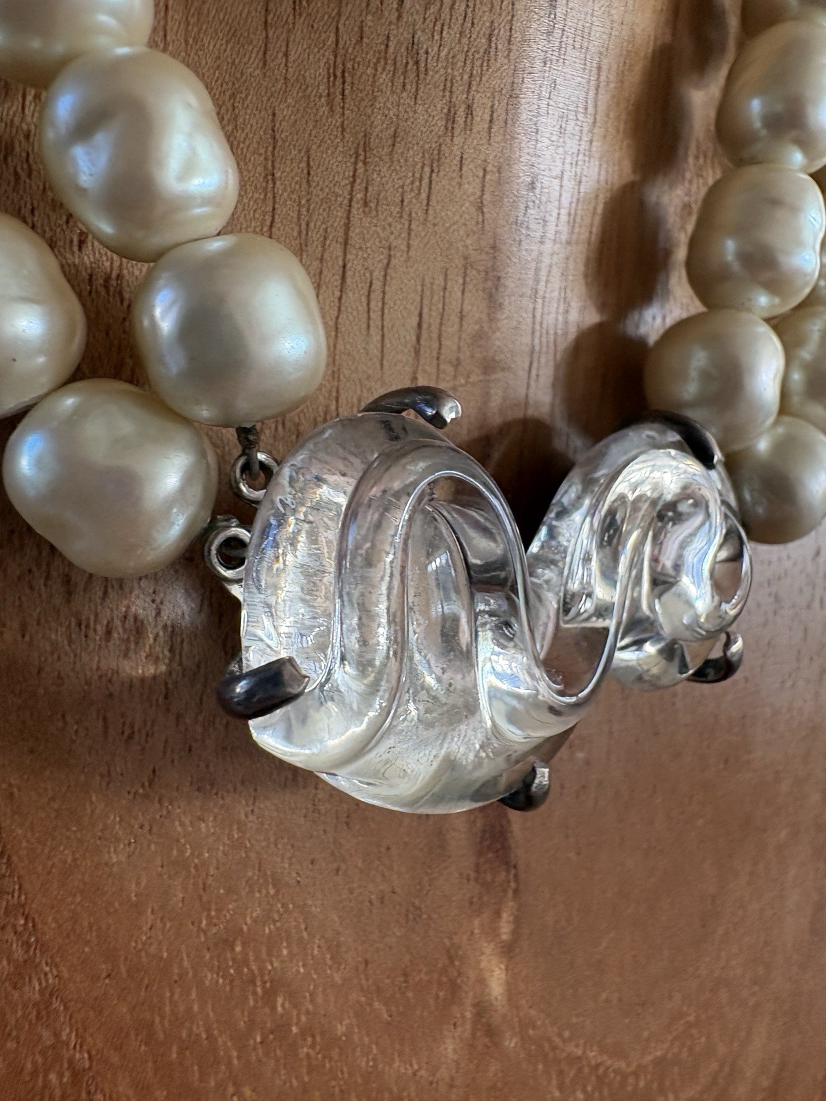 MARIQUITA MASTERSON 925 MOLTEN GLASS Centerpiece 2 Strand Glass Pearl NECKLACE