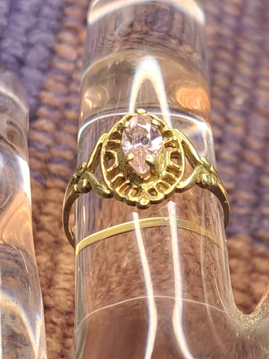Ring 1 Carat Pink Gemstone Ring in 10K Solid Yellow Gold Size 6.5 11-14