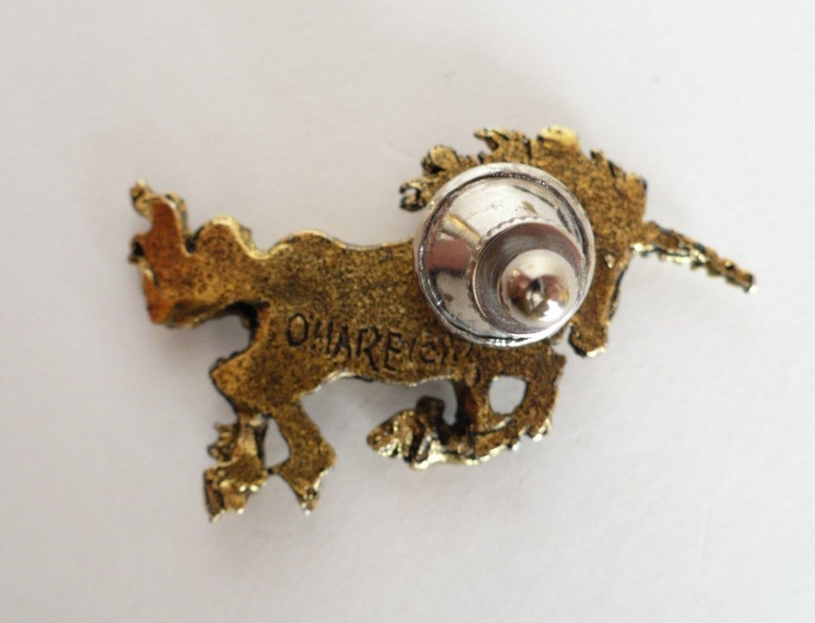 Vintage O’Hare Unicorn Mythical Fantasy Metal Bronze Tone Pin. Approx. 1.5″ Wide