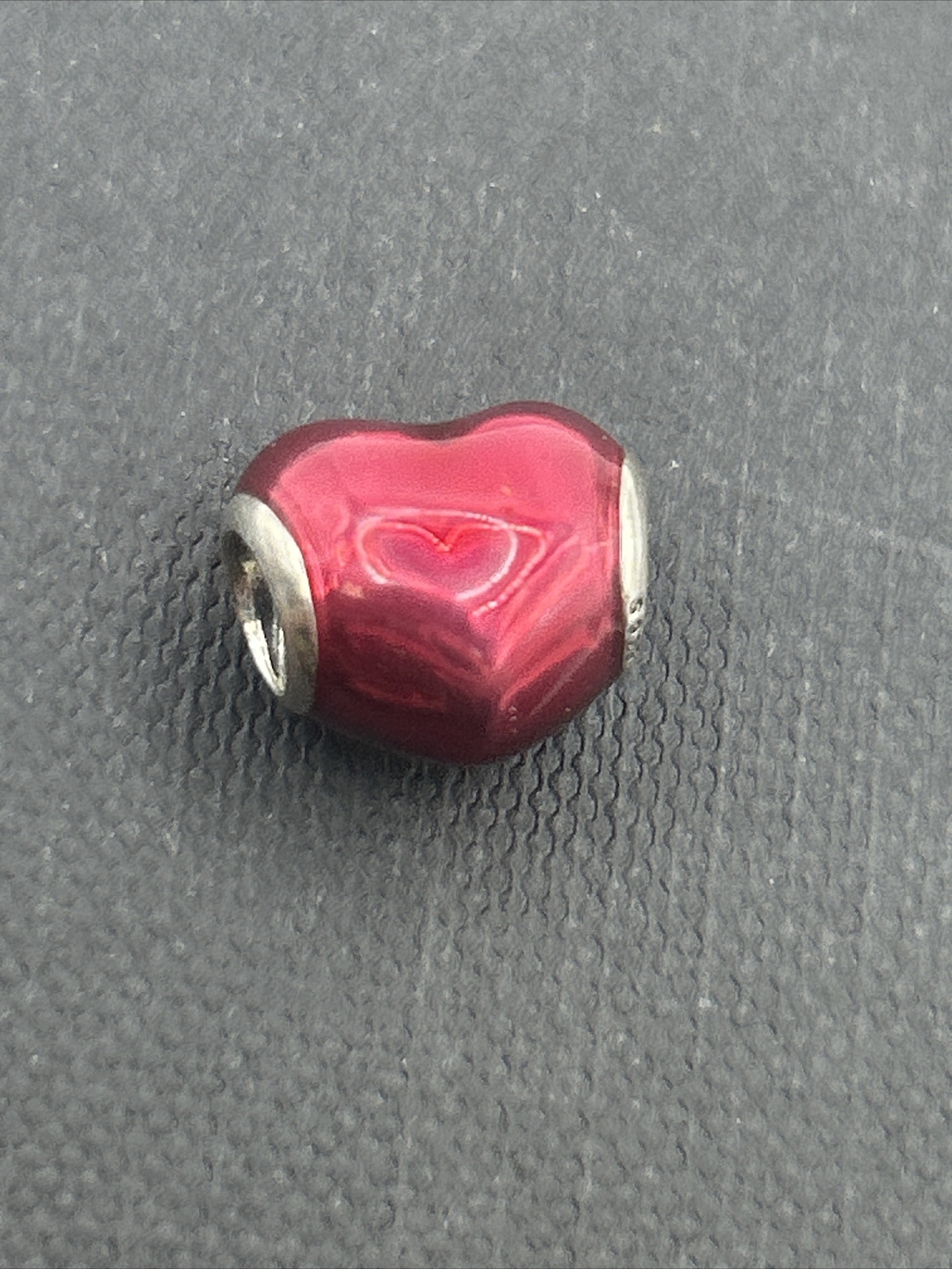Genuine Pandora Silver “In My Heart” Charm – Fuchsia Heart Beat – 791814EN62