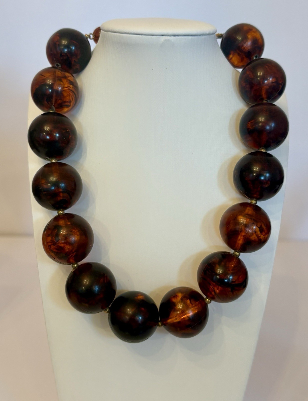 Vintage Graduated Rootbeer Swirled Bead Necklace MCM