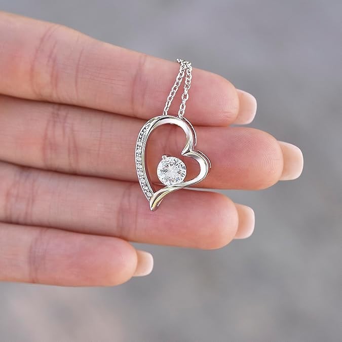 Wife Beautiful Gift From Husband Silver Heart Pendant Necklace & Gift Box