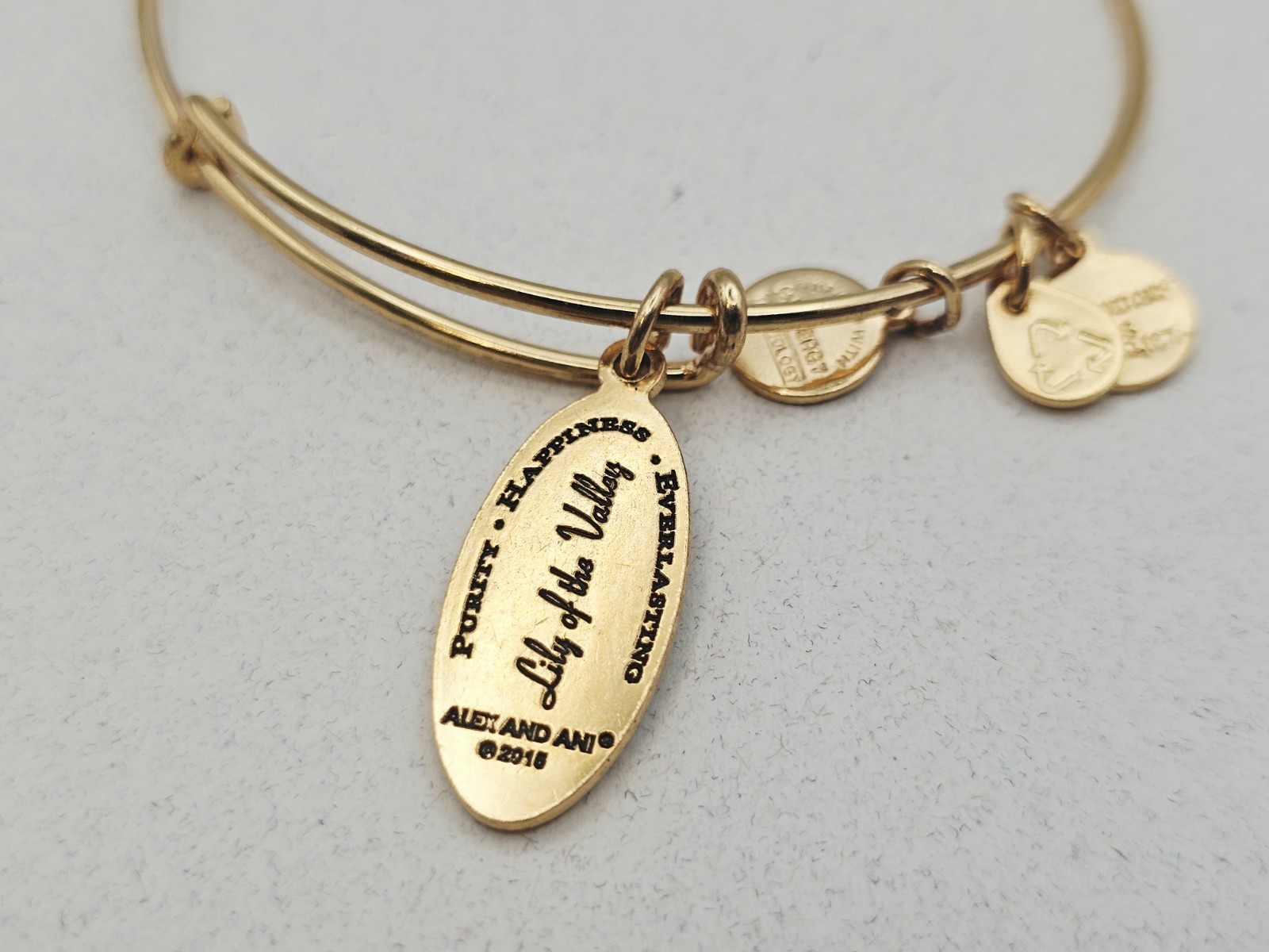 Alex & Ani Deep Mystery “Lilly Of The Valley” Charm Bangle Bracelet Gold 🔆