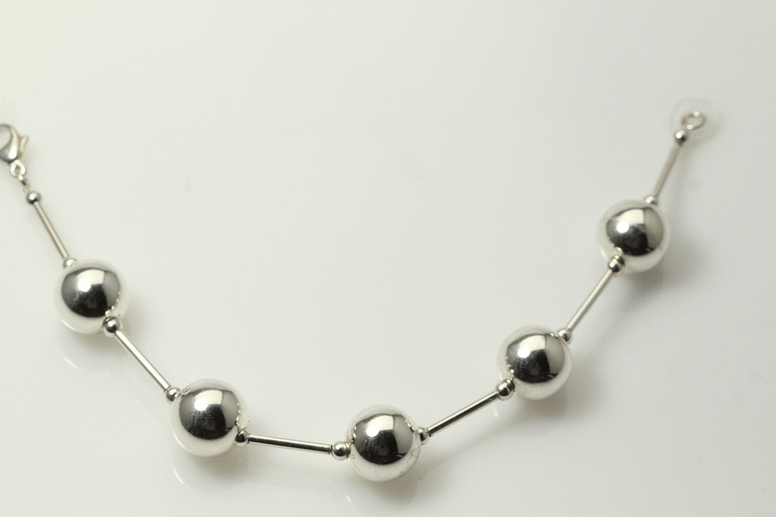 Brightly Polished 925 Sterling Silver Bead and Bar 7″ Bracelet 9.3grams (BR2898)