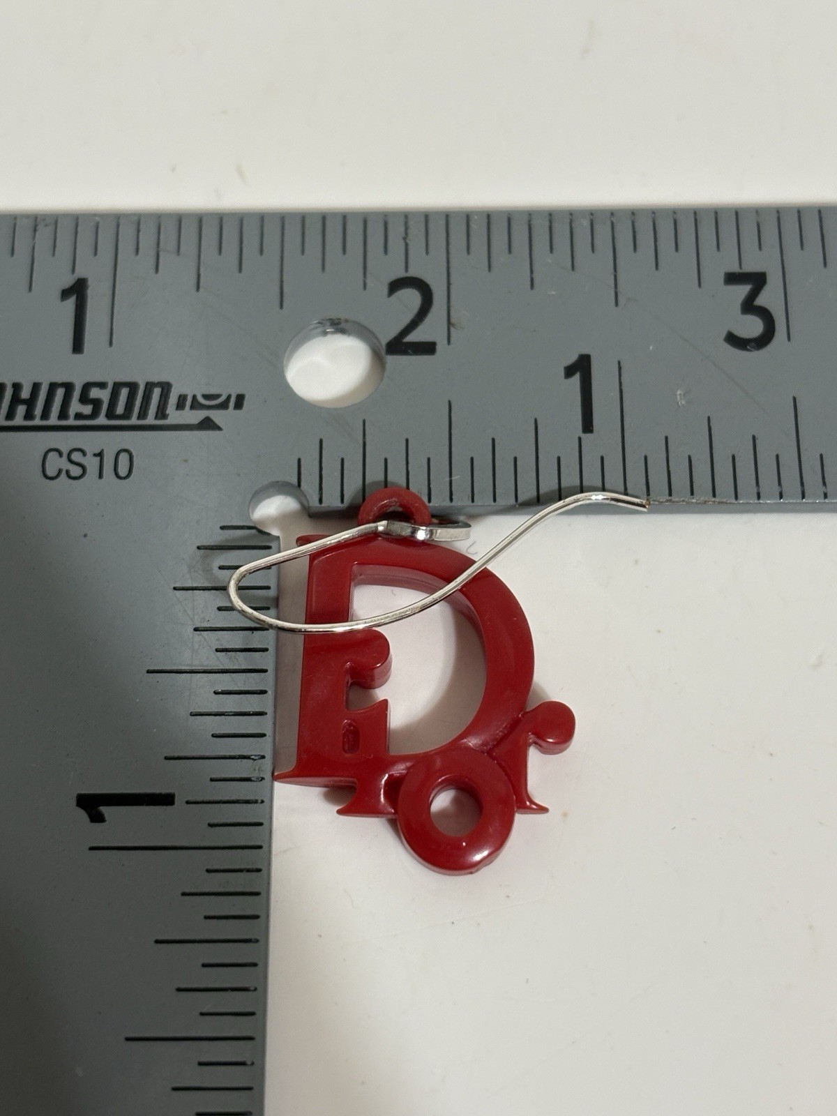 Vtg Christian Dior by John Galliano Red Plastic Logo Earrings