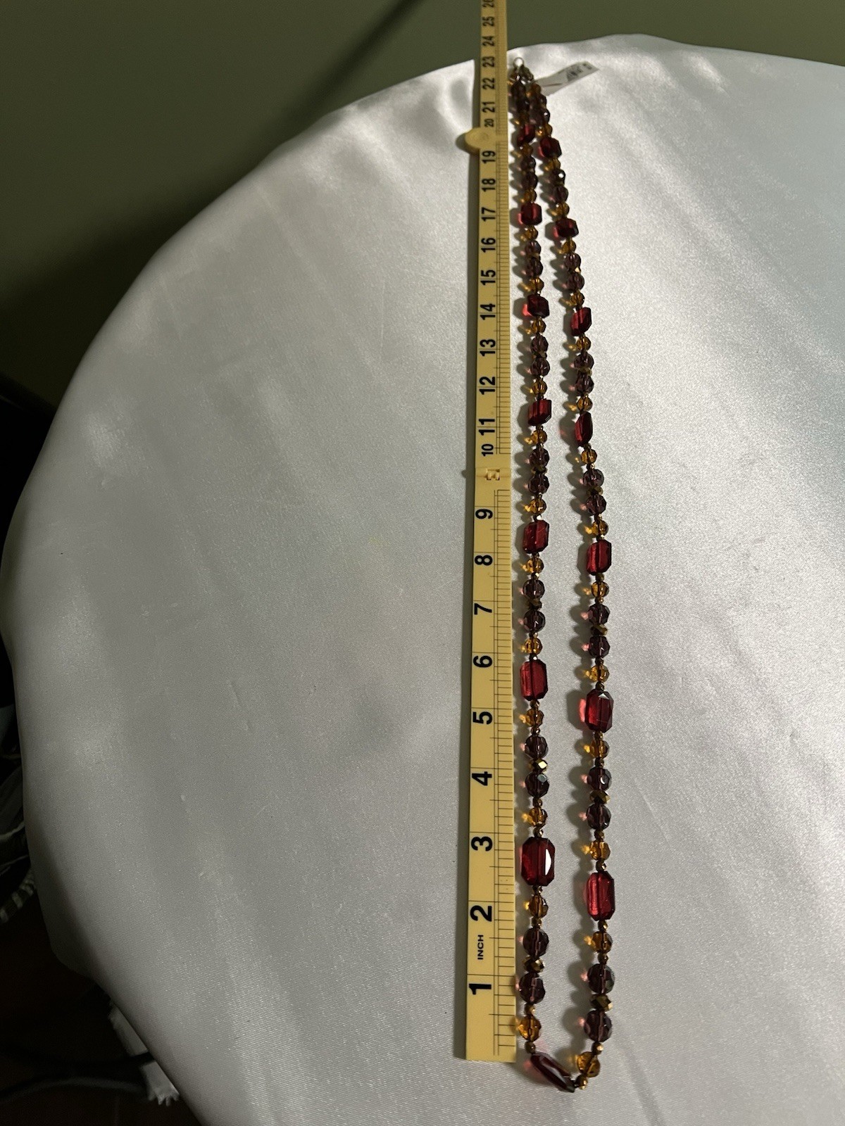 Multi Strand Statement Necklace Autumn Burgundy Amber Faceted Beaded 3 Tier NWT