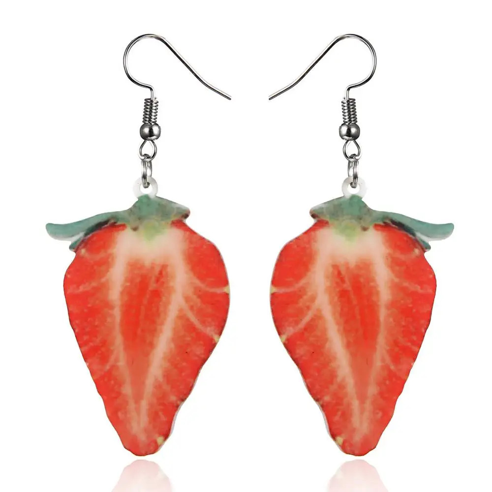 Fruit Dangle Earrings Strawberry Watermelon Tomato Kiwi Orange Acrylic Jewelry