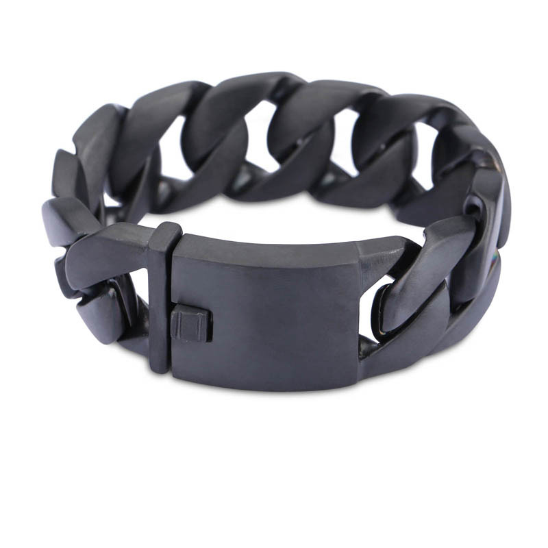 Pure Stainless steel Black Cuban Curb Chain Bracelet For Mens Gifts 24mm 8.66”